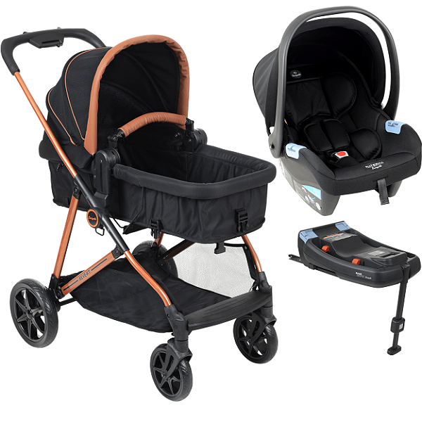 Carrinho Bebe Materna Base ISOFIX Burigotto Revert 22 Preto Cobre