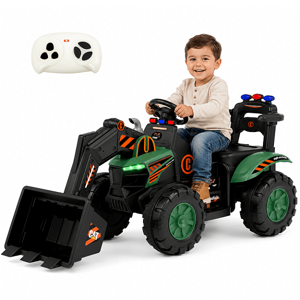 Trator Eletrico Bang Toys Escavadeira Hammer Verde 12V Controle