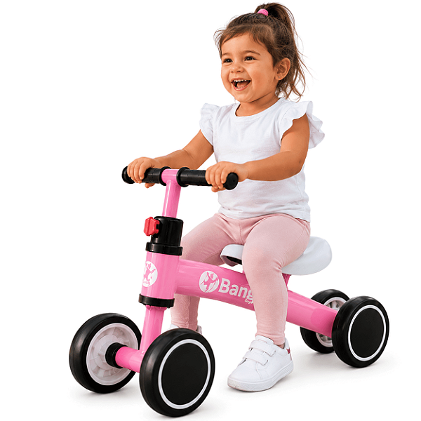 Bicicleta de Equilibrio 4 Rodas Sem Pedal Bang Toys Balance Rosa