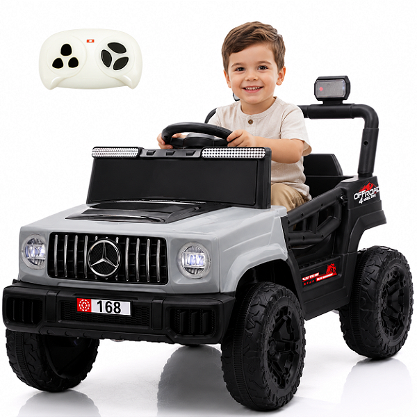 Carrinho Eletrico Infantil Bang Toys Jipe Max Kids Cinza 6V Controle