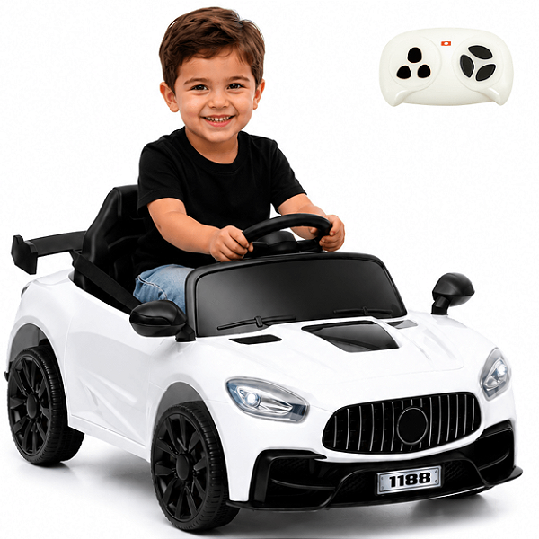Carro Eletico Infantil Bang Toys Mini Flash Branco 6V Controle