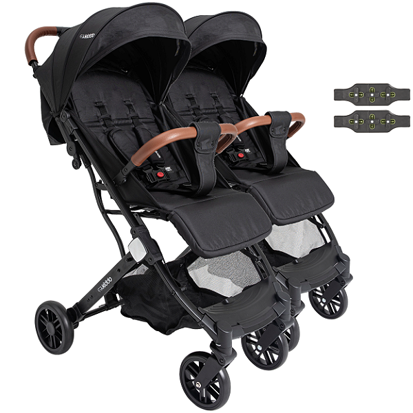 Carrinho para Gemeos Duplo Compacto Kiddo Sprint III Preto