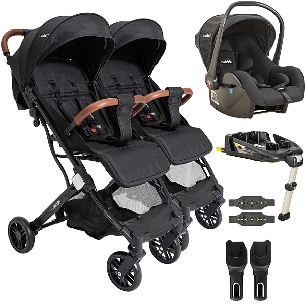 Carrinho de Gemeos Bebe Conforto Base ISOFIX Kiddo Sprint III Preto