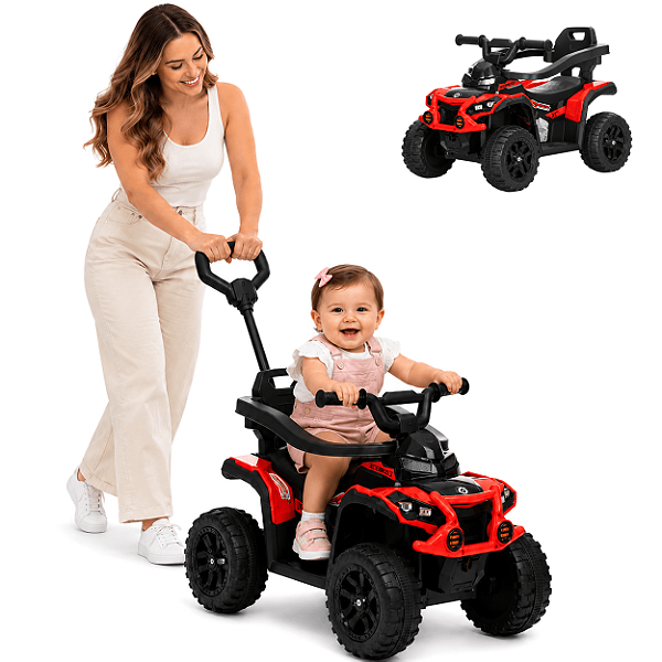 Carrinho de Passeio Bebê Bang Toys Pushbar Guide Vermelho com LED