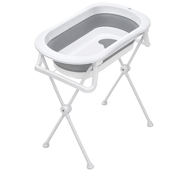 Banheira Dobravel Portatil Compacta Galzerano Koa Plus Cinza Suporte