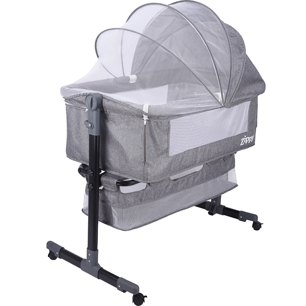 Berço para Bebes Zippy Toys Premium Lado a Lado Cinza Com Tela