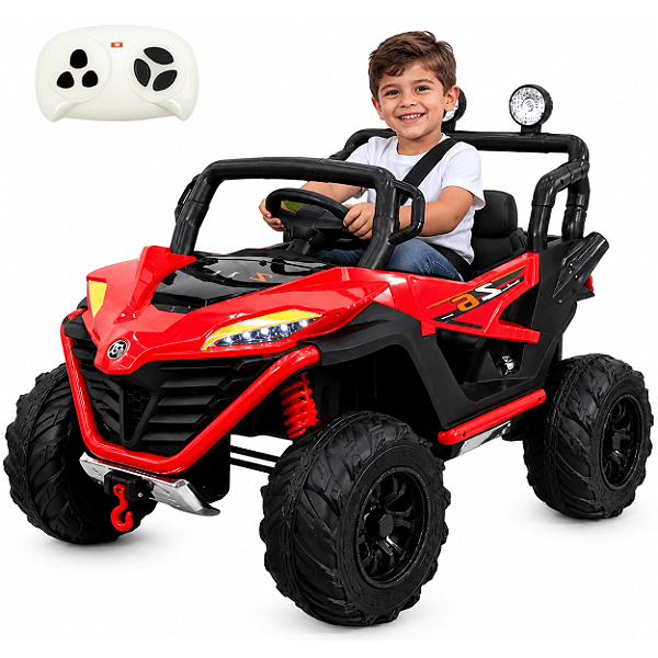 Jipe Eletrico Infantil Bang Toys 4X4 Vermelho 12V Controle Remoto