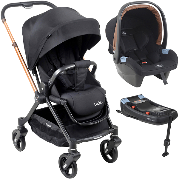 Carrinho de Bebe Materna Cobre Base ISOFIX Burigotto Twist Metal Cobre