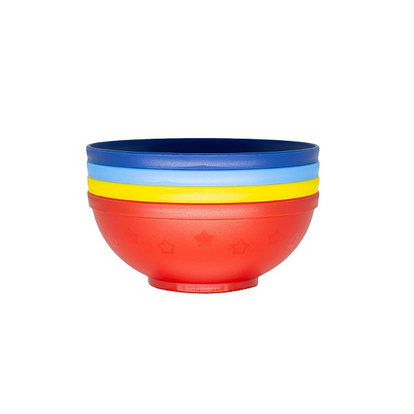 Kit 4 Potes Bowls 300ml Colorido para Micro-Ondas - Infanti