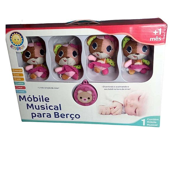 Móbile Musical para Berço +1m Ursinhas Colorido - Kitstar - Coronelzinho -  A Super Loja do Bebê