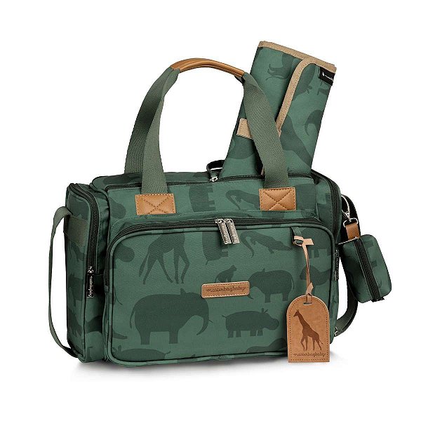 Bolsa Térmica com Trocador e Porta Chupeta Anne Safari Verde - Masterbag Baby