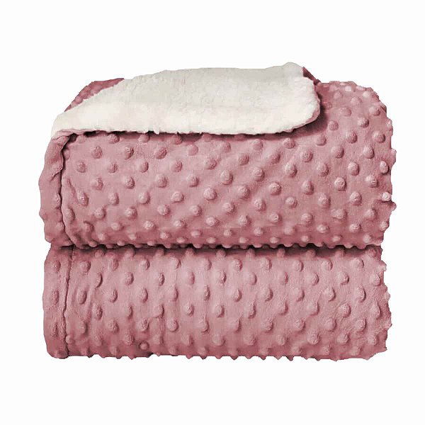 Cobertor Com Sherpam Dots - Rosa - Laço Bebê