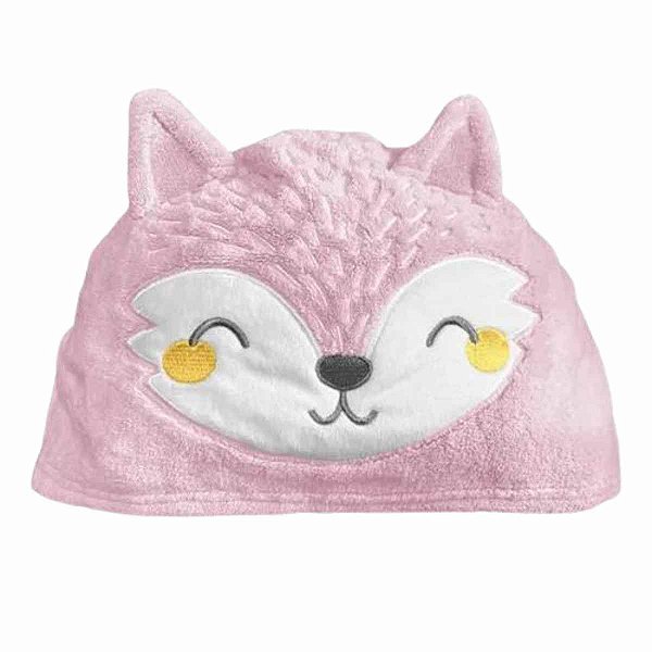 Toalha de Banho com Capuz Power sec Animada 3d - Raposa Rosa  - Laço Bebê