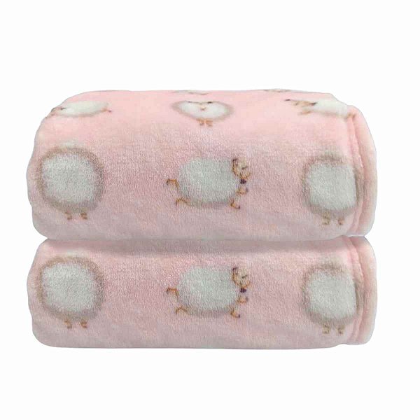 Cobertor Infantil Luxo Ovelha - Rosa Bebê - Laço Bebê