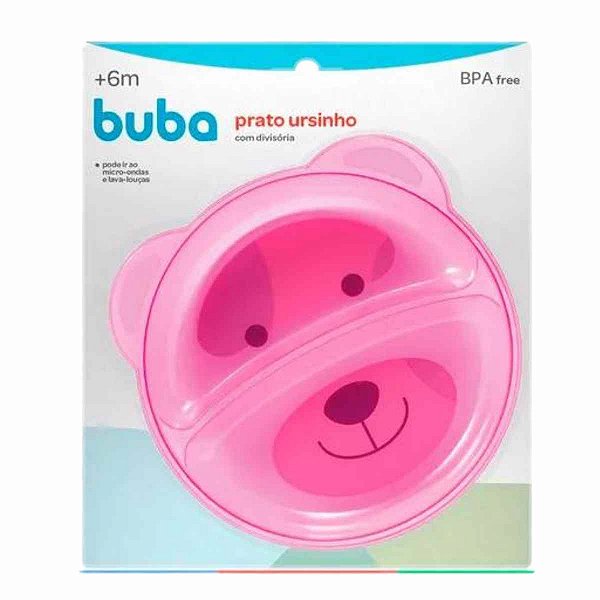 Prato Com Divisória Ursinho Rosa - Buba
