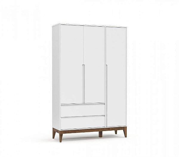 Guarda Roupa 3 Portas Nature Clean Eco Wood - Branco Soft - Matic