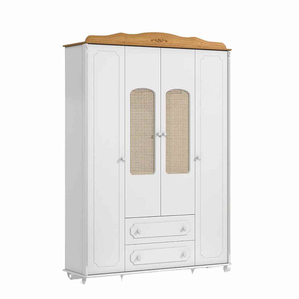Guarda Roupa Provence Palha 4 Portas - Branco Soft/Freijo - Matic