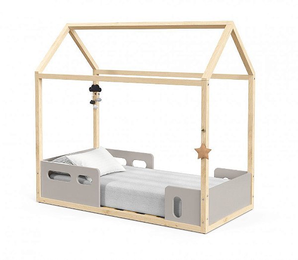 Mini Cama Montessoriana Liv - Cinza/Natural - Matic