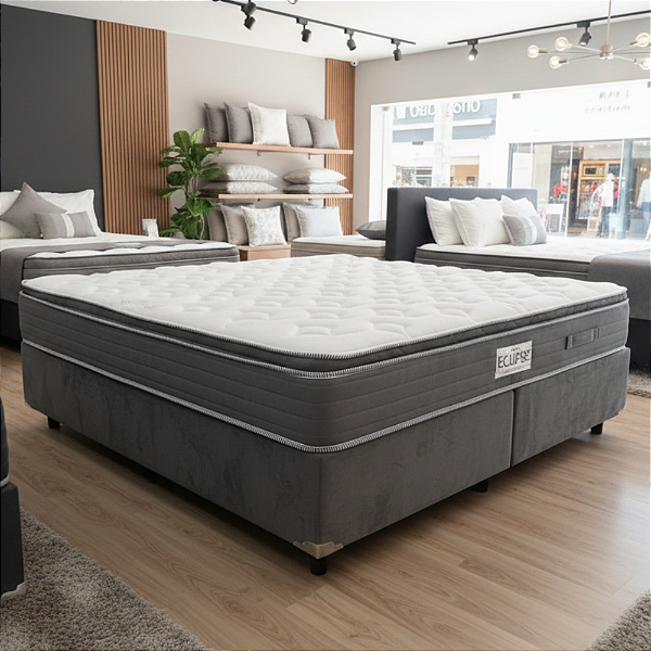 Cama Box King Molas Ensacadas e Pillow Top Eclipse Prodormir 193x71X203