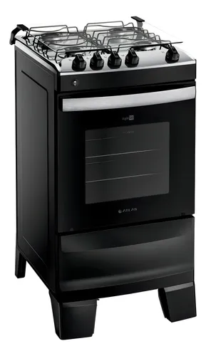Fogão 4 Bocas Atlas Agile Inox Preto