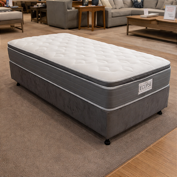 Cama Box Solteiro Molas Ensacadas e Pillow Top Eclipse Prodormir 88x71X188