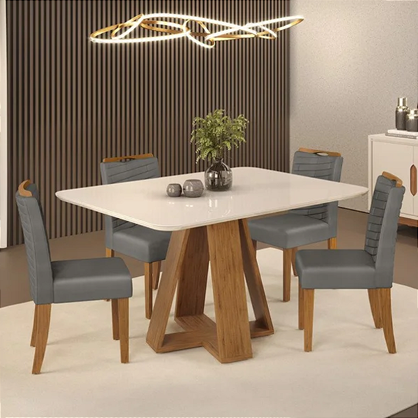 Conjunto de Mesa Celeste 4 Cadeiras Julia Freijo/Lunar