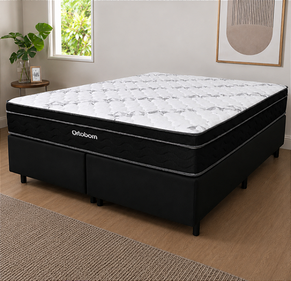 Cama Box Queen Molas Ensacadas Ortobom Dream Superpocket 158X68X198 Preto