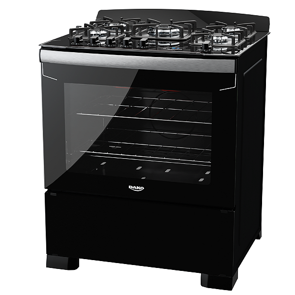 Fogão 5 Bocas Dako Dimplomata Grill Timer Digital Glass Preto