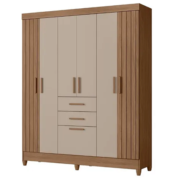 Guarda Roupa Casal 7 Portas 2 Gavetas Malta Carvalho fendi