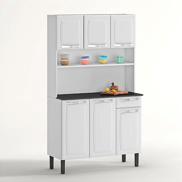 Kit Cozinha Rose Compacta Itatiaia em Aço 6 Portas 1 Gaveta Branca