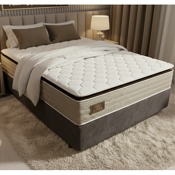 Conjunto Box Casal Portal Azera II Molas Ensacadas com Pillow Top 138x77X188