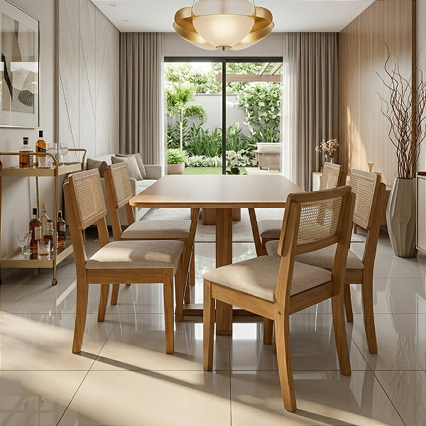 Conjunto de Mesa Pilar 120x80 com 4 Cadeiras Gardeni Kappesberg