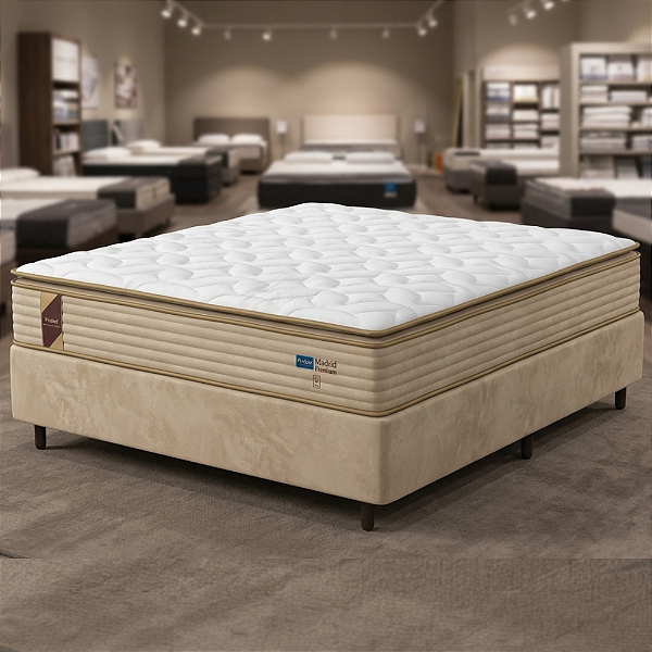 Cama Box Casal Probel Madrid Premium Molas Ensacadas e Pillow Top 138x74X188