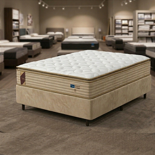 Cama Box Solteiro Probel Madrid Premium Molas Ensacadas e Pillow Top 88x74X188