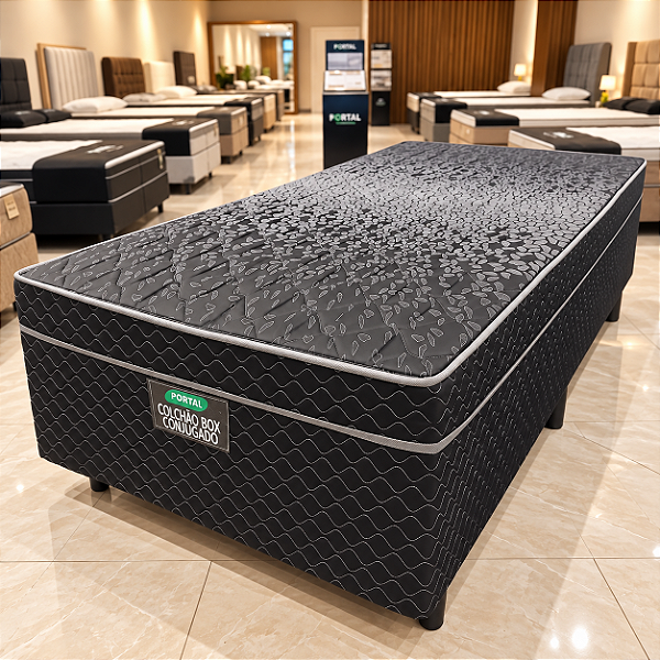 Cama Box Solteira Conjugado Portal Supreme D28 PR 88X41X188
