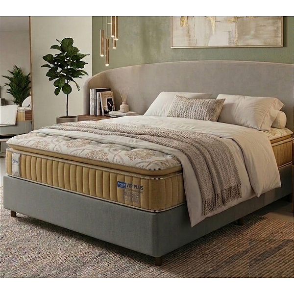 Cama Box Casal Probel Vip Plus Ultra Gel Molas Ensacadas e Pillow Top Super 138x77X188