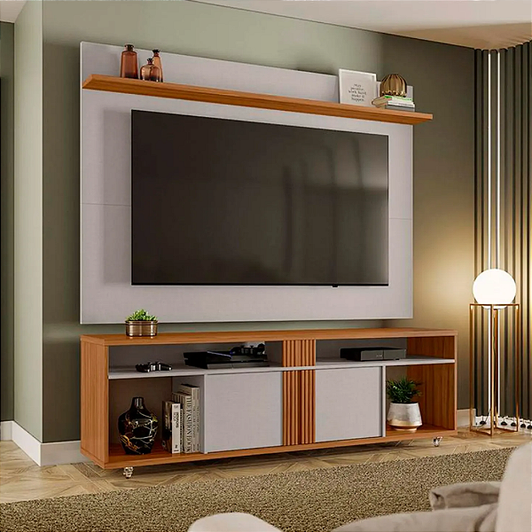 Painel NT1305 e Bancada NT1290 Notável Freijó Trend/Off White Tx