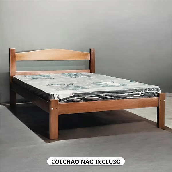 Cama Porteira de Madeira Maciça Casal para Colchão 138X188 Cor Imbuia
