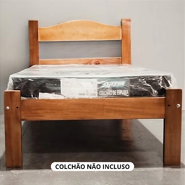 Cama Porteira de Madeira Maciça Solteiro para Colchão 88X188 Cor Imbuia