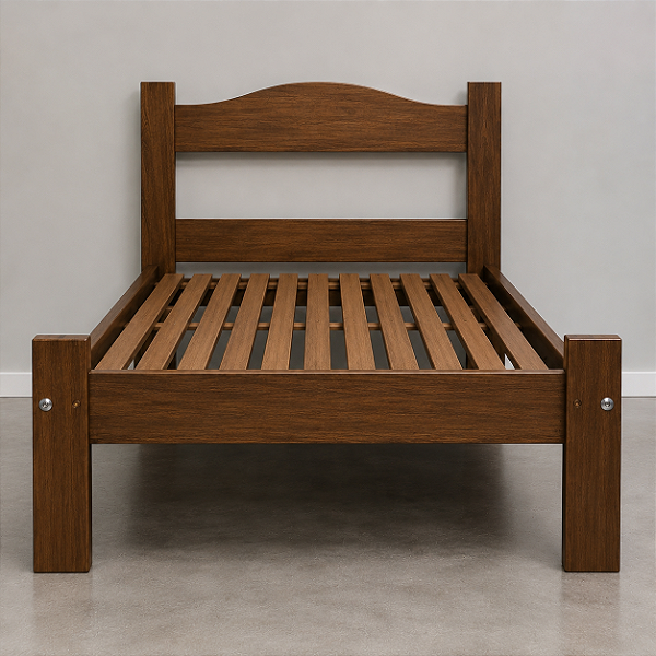 Cama Porteira de Madeira Maciça Solteiro para Colchão 88X188 Cor Imbuia