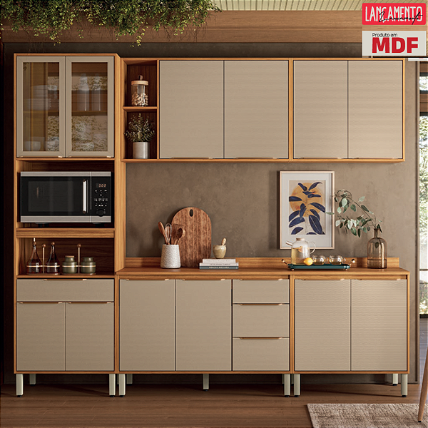 Cozinha Plena Demóbile Cinamon / Tx 6 Pçs 12 Portas 4 Gavetas
