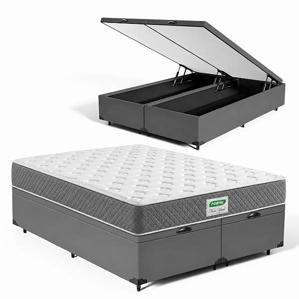 Cama Box Bau Queen Molas Ensacadas New York Portal 158x71x198
