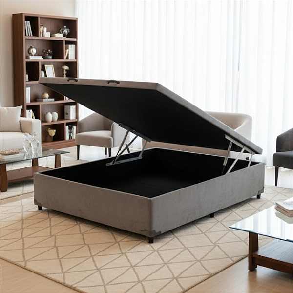 Bau Casal Suede Cinza 138x45x188