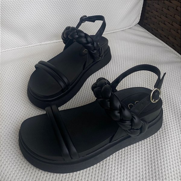 Sandália Papete Feminina Preta Manu