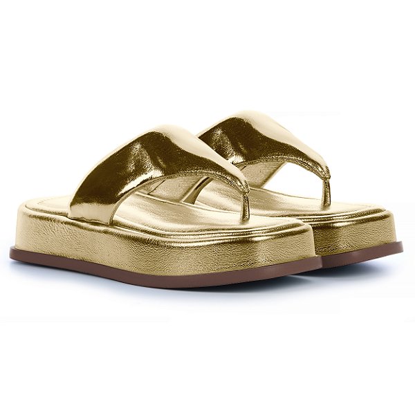 FLAT FEMININA ASA DELTA DOURADA BELA