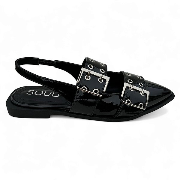 Sapatilha Slingback Preto Bico Fino Luiza