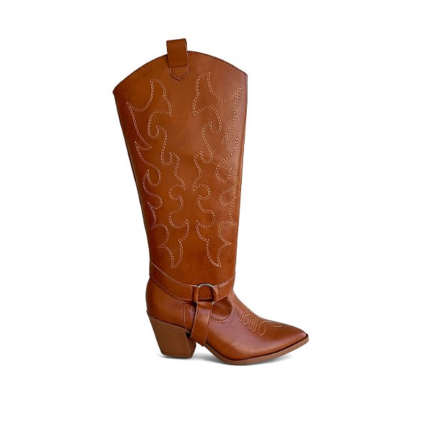 BOTA FEMININA 2 EM 1 COUNTRY CANO LONGO CARAMELO
