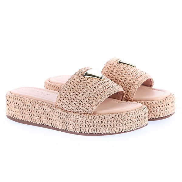 Sandália Flatform Feminina de Palha Angra