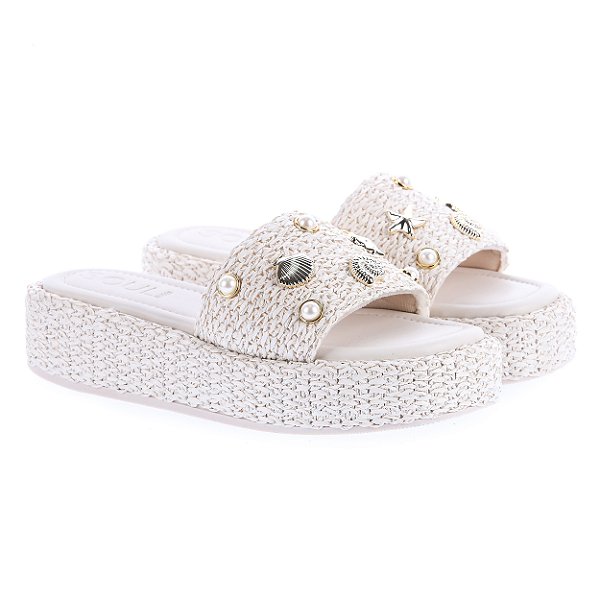Flatform Bali Ráfia Off White