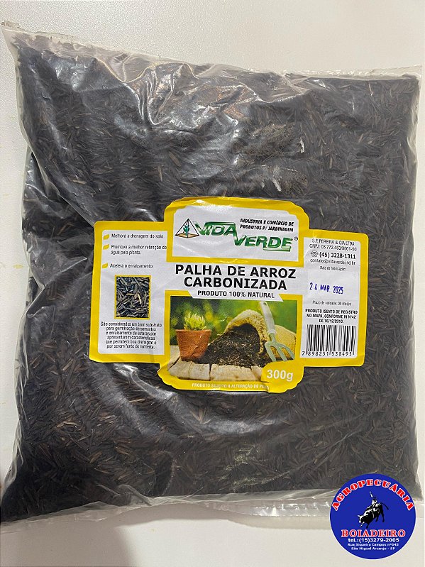 PALHA CASCA DE ARROZ CARBONIZADA 300gr